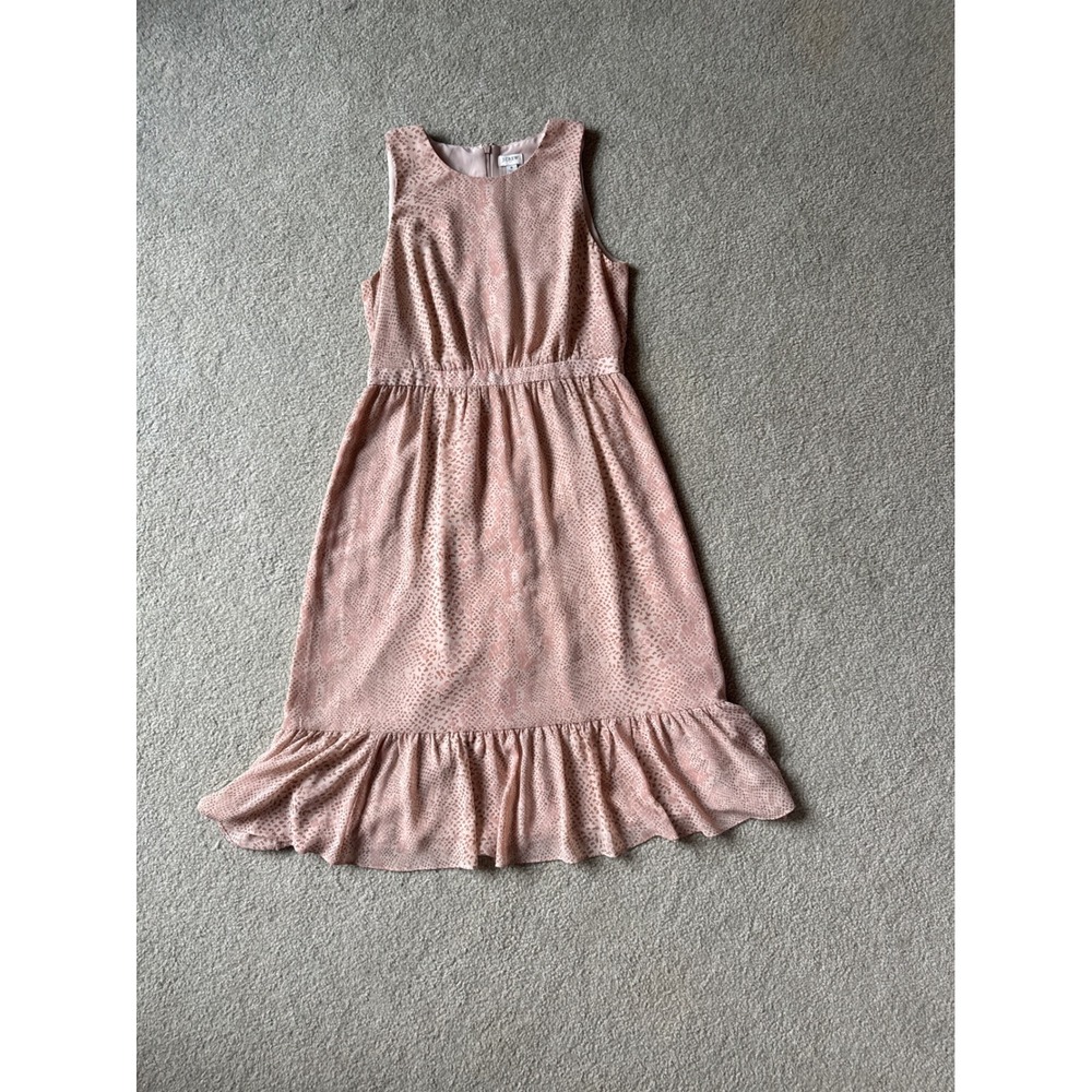 J.Crew Pink Snakeskin Print Ruffle Hem Sleeveless Midi Dress Size 8
